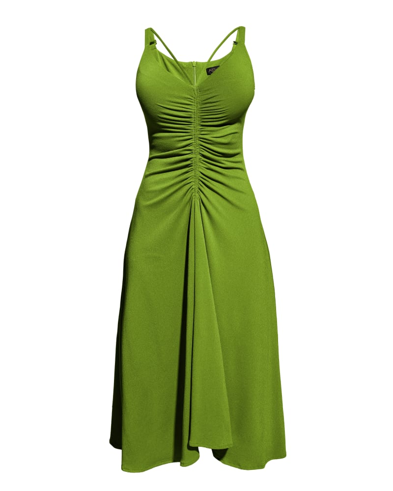 Front of a size XL MADDY DRESS in Peridot Green by AS by DF. | dia_product_style_image_id:273563
